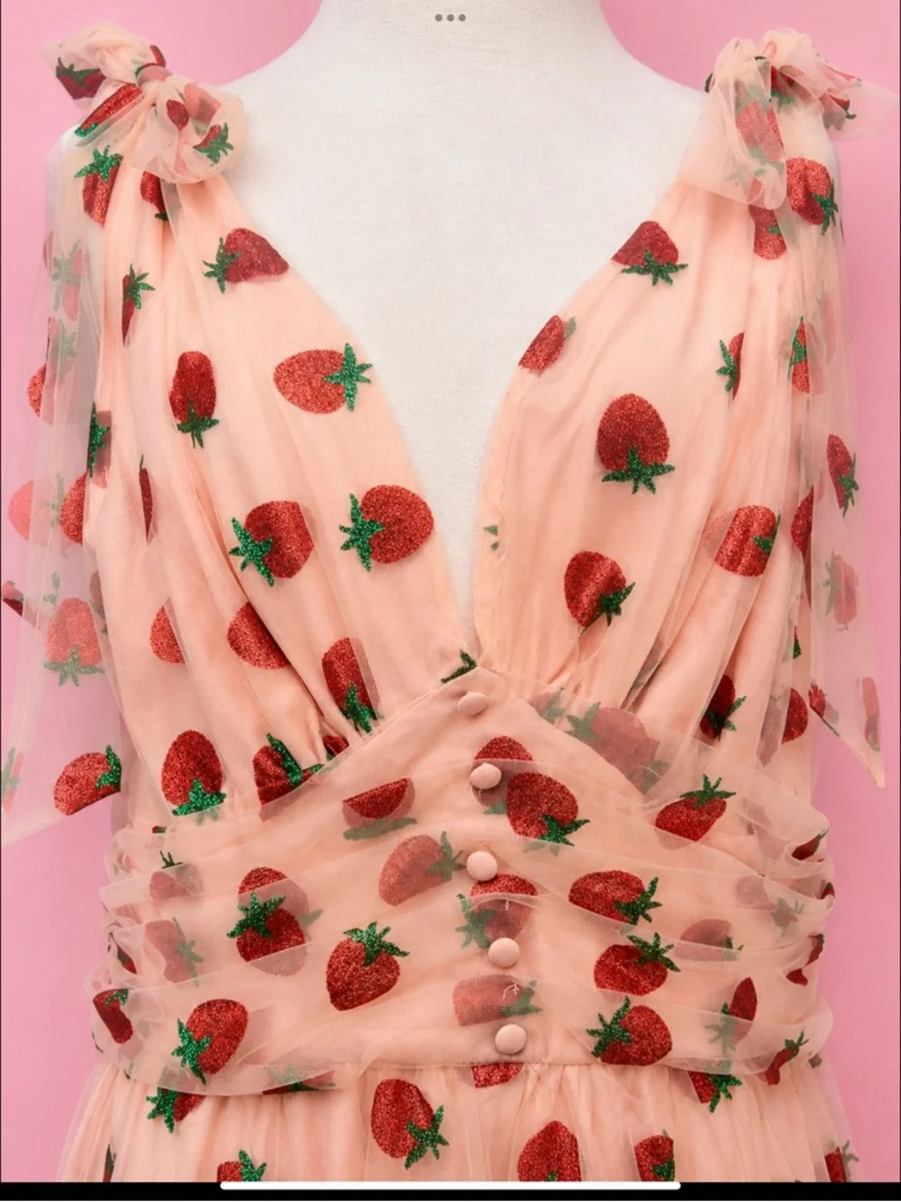 Strawberry Sparkle Tulle Party Dress XXL Pink Retro Stage NWT - Picture 12 of 13